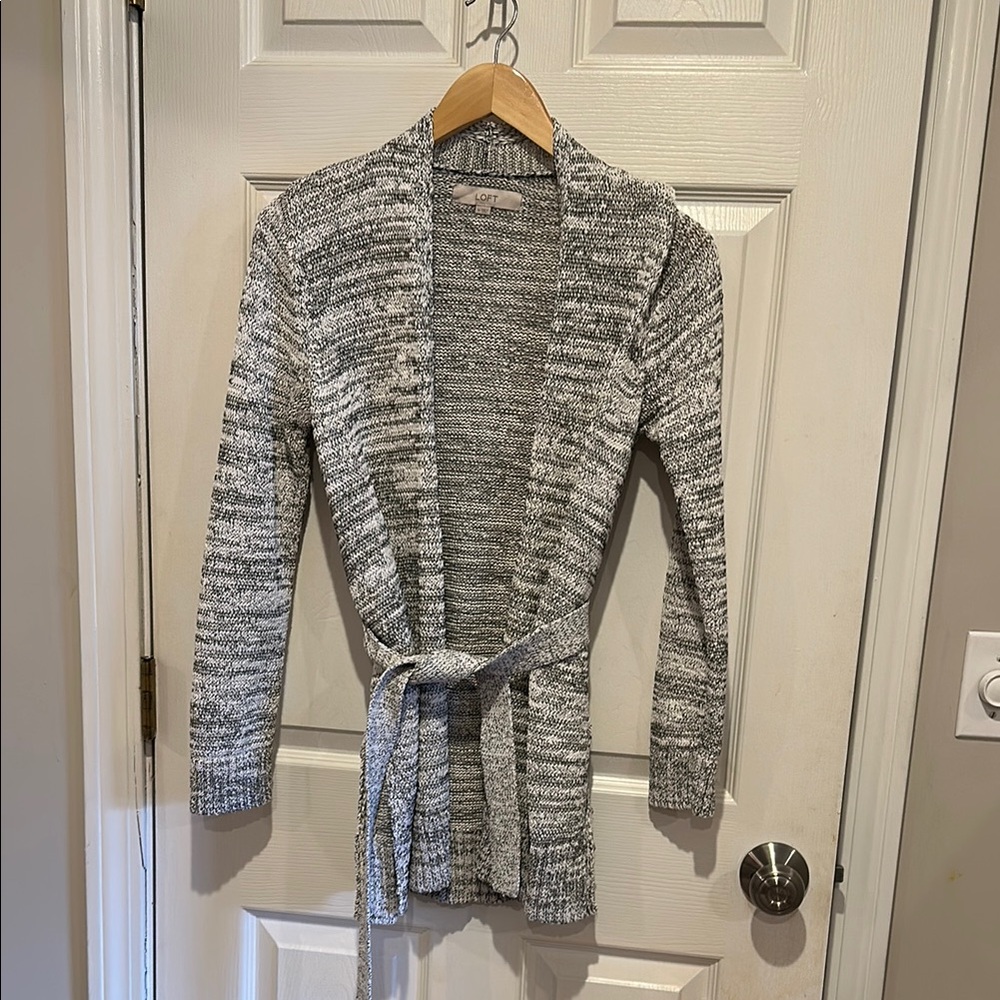 LOFT Black and White Knit Cardigan Sweater